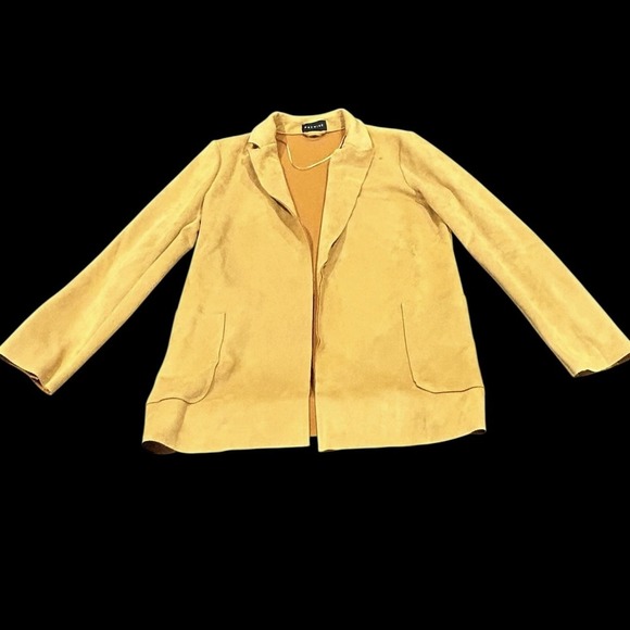 Premise Jacket Women's Large Golden Vegan Suede Faux Leather Open Front Pockets - Picture 2 of 9